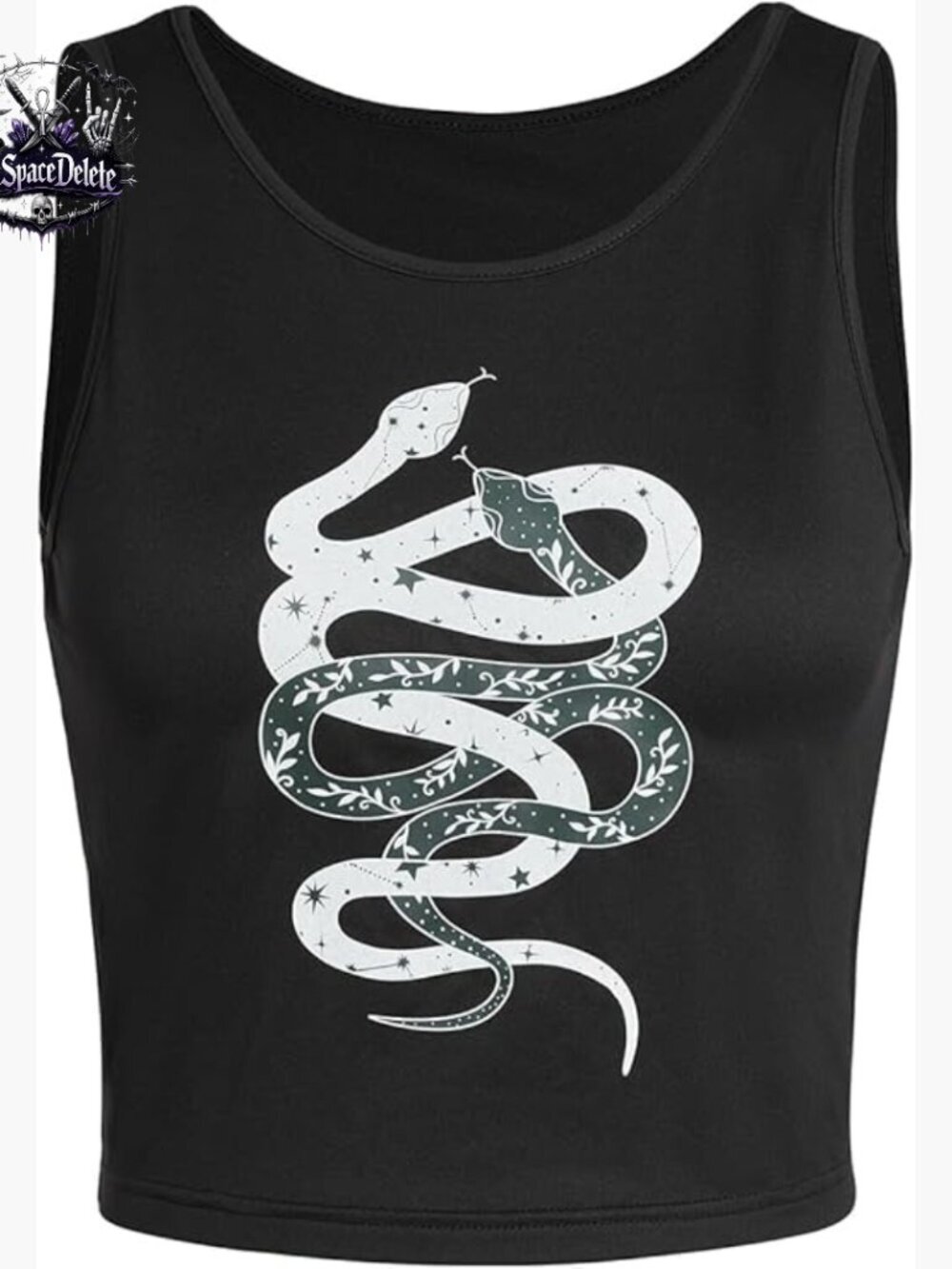 Women's Snake Print Gothic Crop Tank Top Sleeveless Soft Stretch Fabric